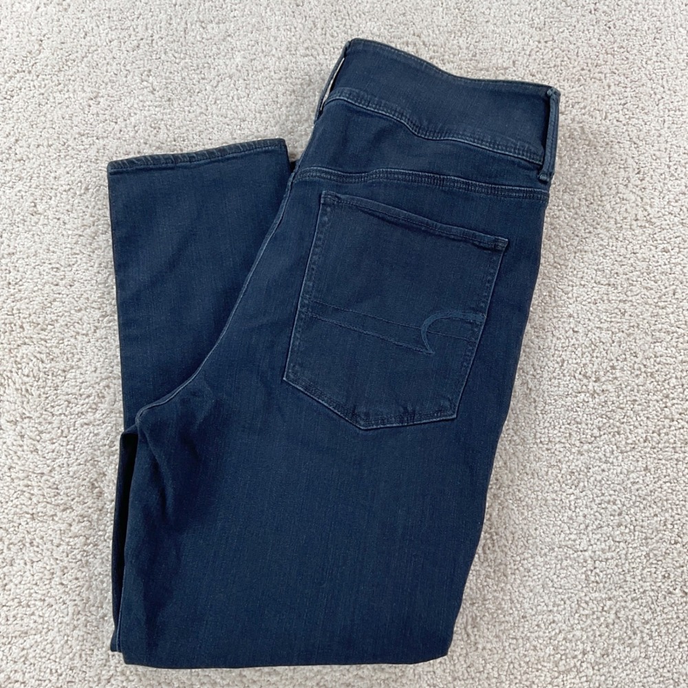 American Eagle Super Hi-Rise Jegging Dark Indigo Super Super Stretch Jeans 18S - Picture 10 of 13